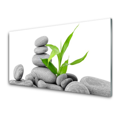 Sklenený obraz Veža z kameňov a listov