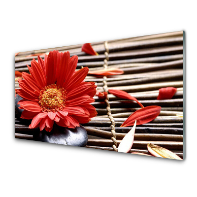 Sklenený obraz Červený kvet na podložke