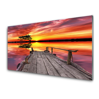 Sklenený obraz Mólo na jazere na západe