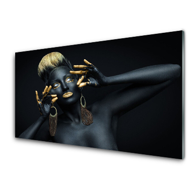 Obraz na skle Žena zlatá farba