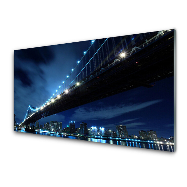 Skleneny obraz Bridge City tmavomodrá obloha