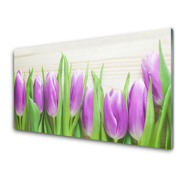 Skleneny obraz Fialové tulipány Kvety Natura