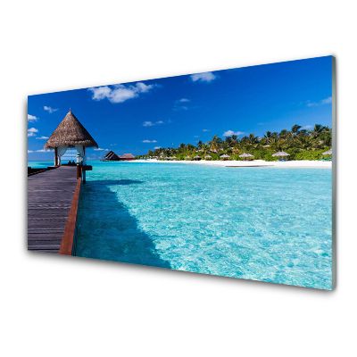 Skleneny obraz Plošina pri pláži modrá voda