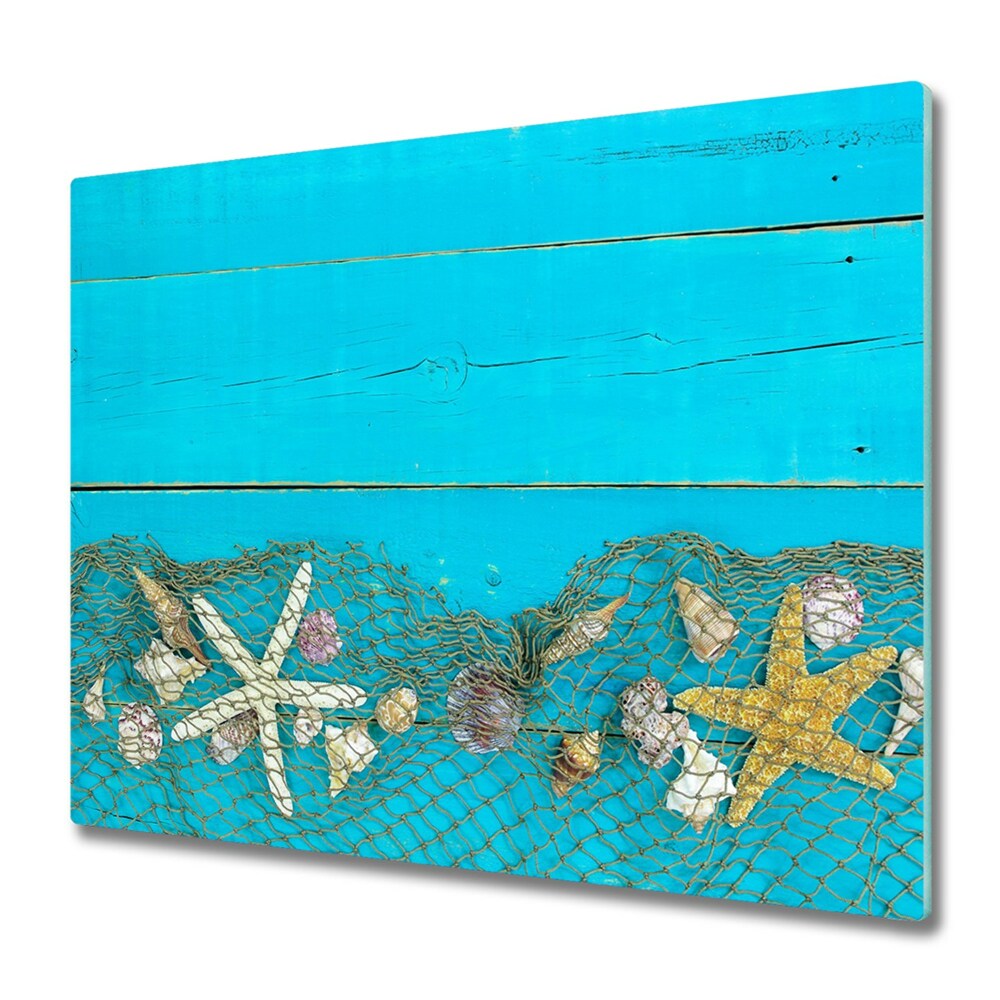 Sklenená doska na krájanie Hviezdice na modrej doske