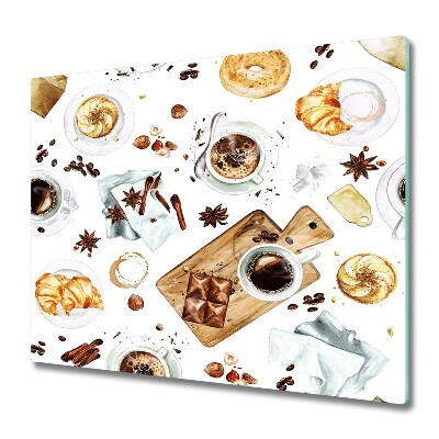 Sklenená doska na krájanie Káva a raňajky