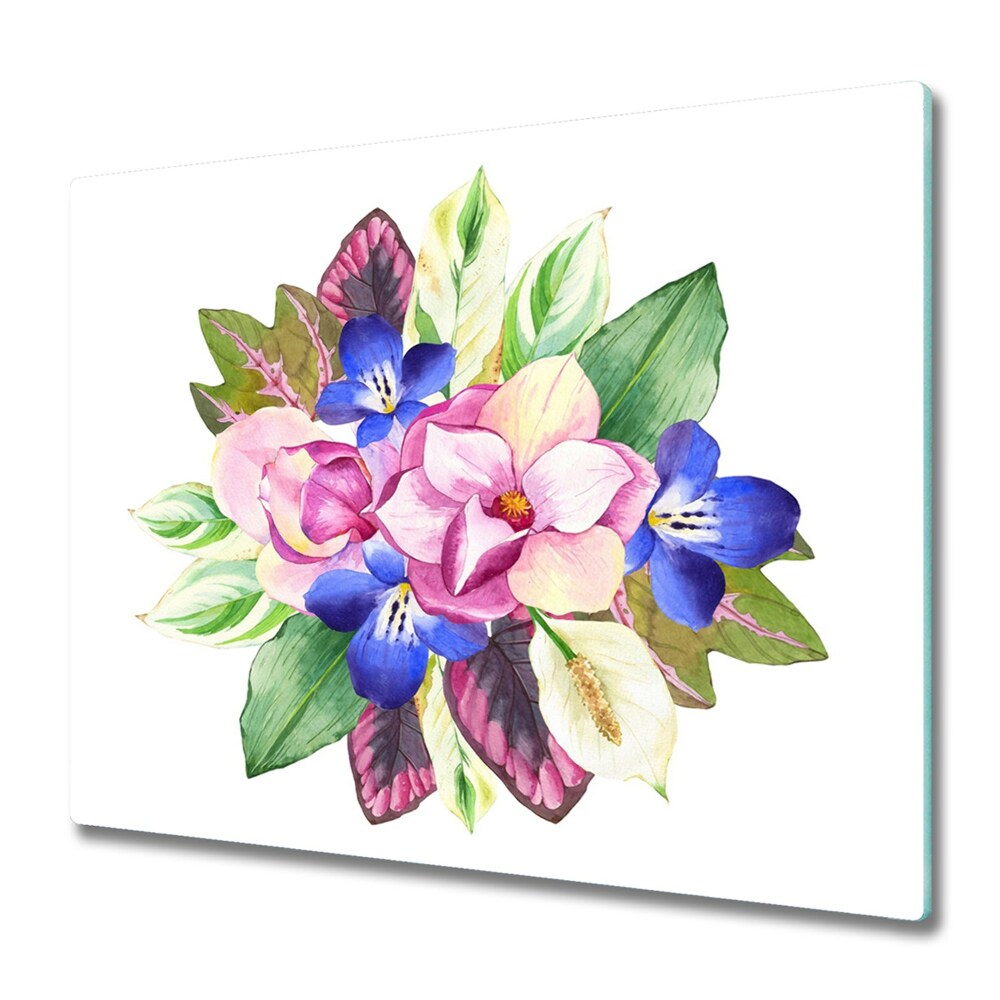 Sklenená doska na krájanie Maľovaná kytica kvetov