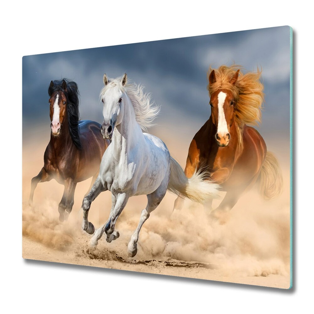 Sklenená doska na krájanie Tri bežiace kone