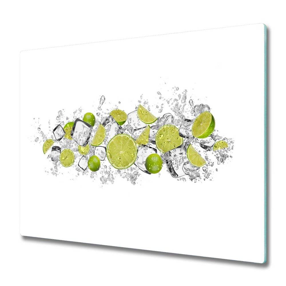 Sklenená doska na krájanie Limety s kockami ľadu