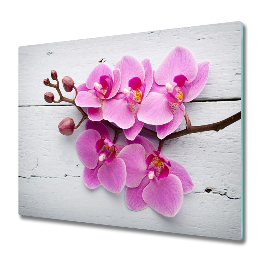 Sklenená doska na krájanie Orchidea na bielej tabuli