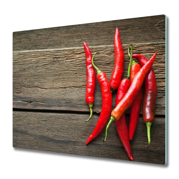 Sklenená doska na krájanie Chilli papričky na doske
