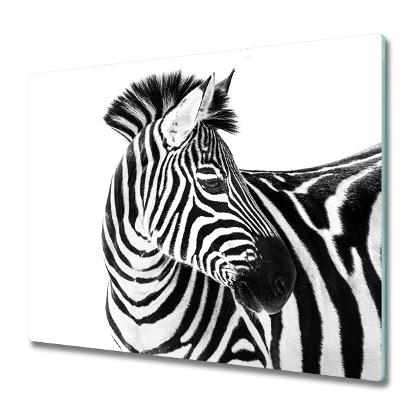Sklenená doska na krájanie Zebra na bielom pozadí