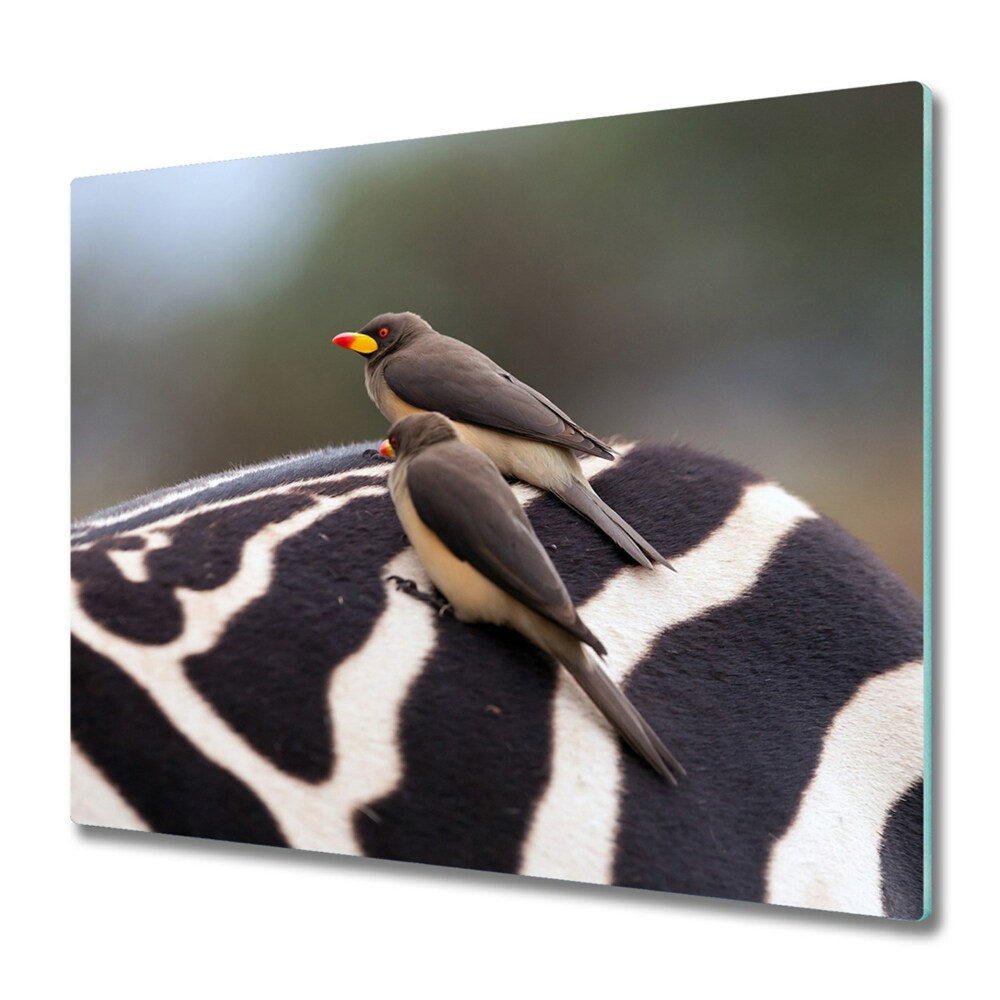 Sklenená doska na krájanie Vtáky na zebre