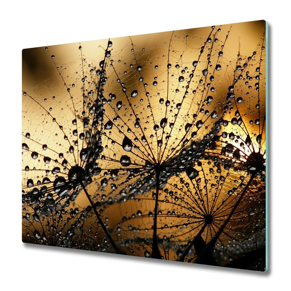 Sklenená doska na krájanie Semienka púzdra a kvapky vody