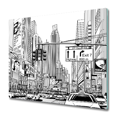 Sklenená doska na krájanie Kreslená ulica New Yorku