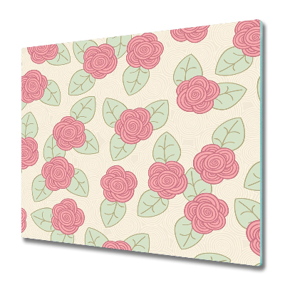 Sklenená doska na krájanie Vzor ruží a listov