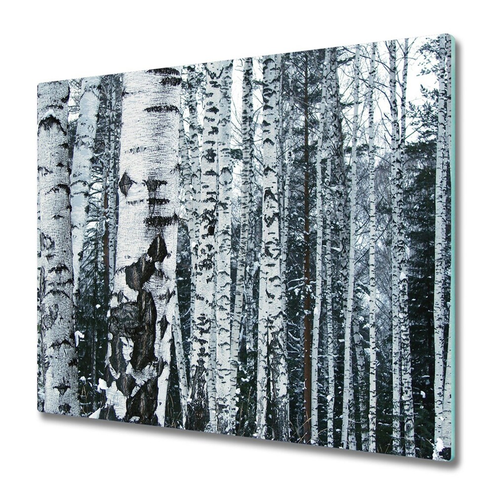 Sklenená doska na krájanie Čierne a biele brezy