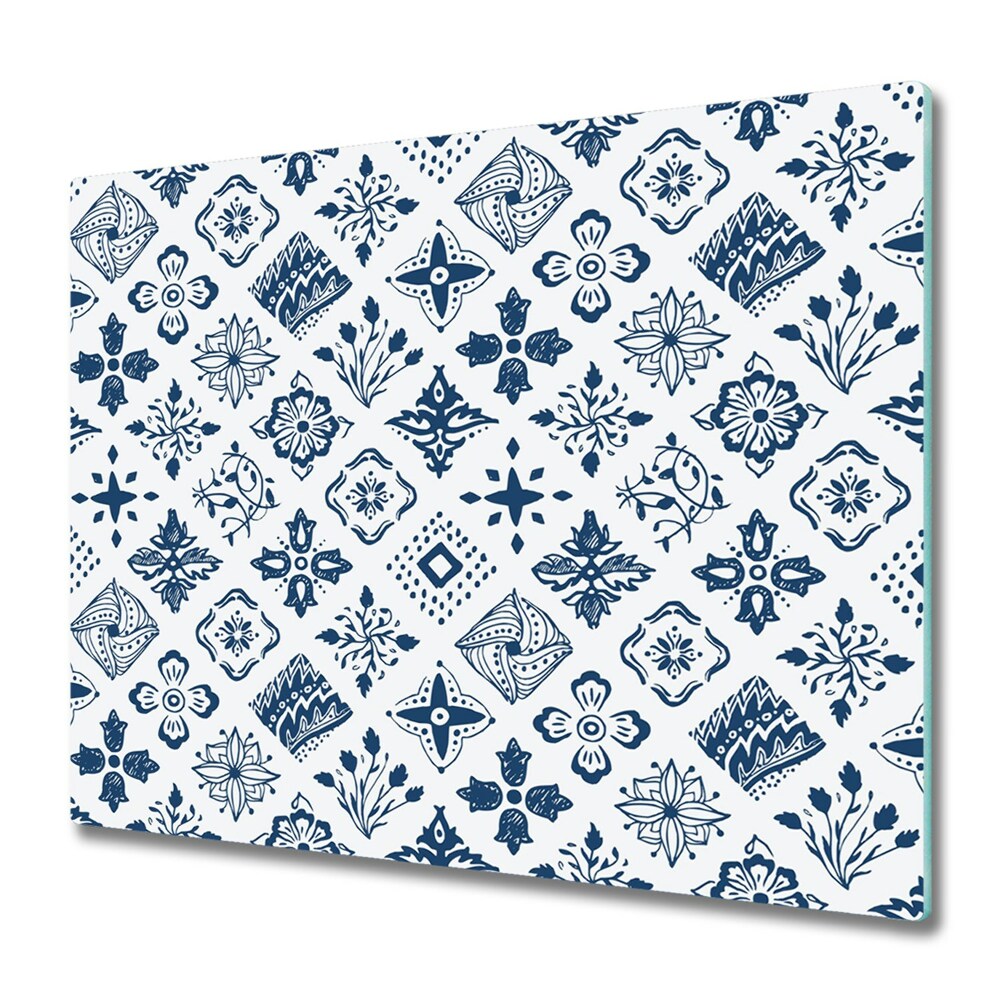 Sklenená doska na krájanie Modré kosoštvorcové vzory