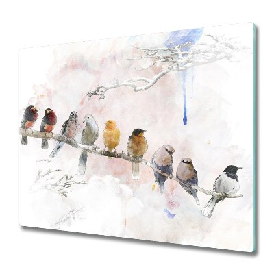 Sklenená doska na krájanie Maľované vtáky na vetve