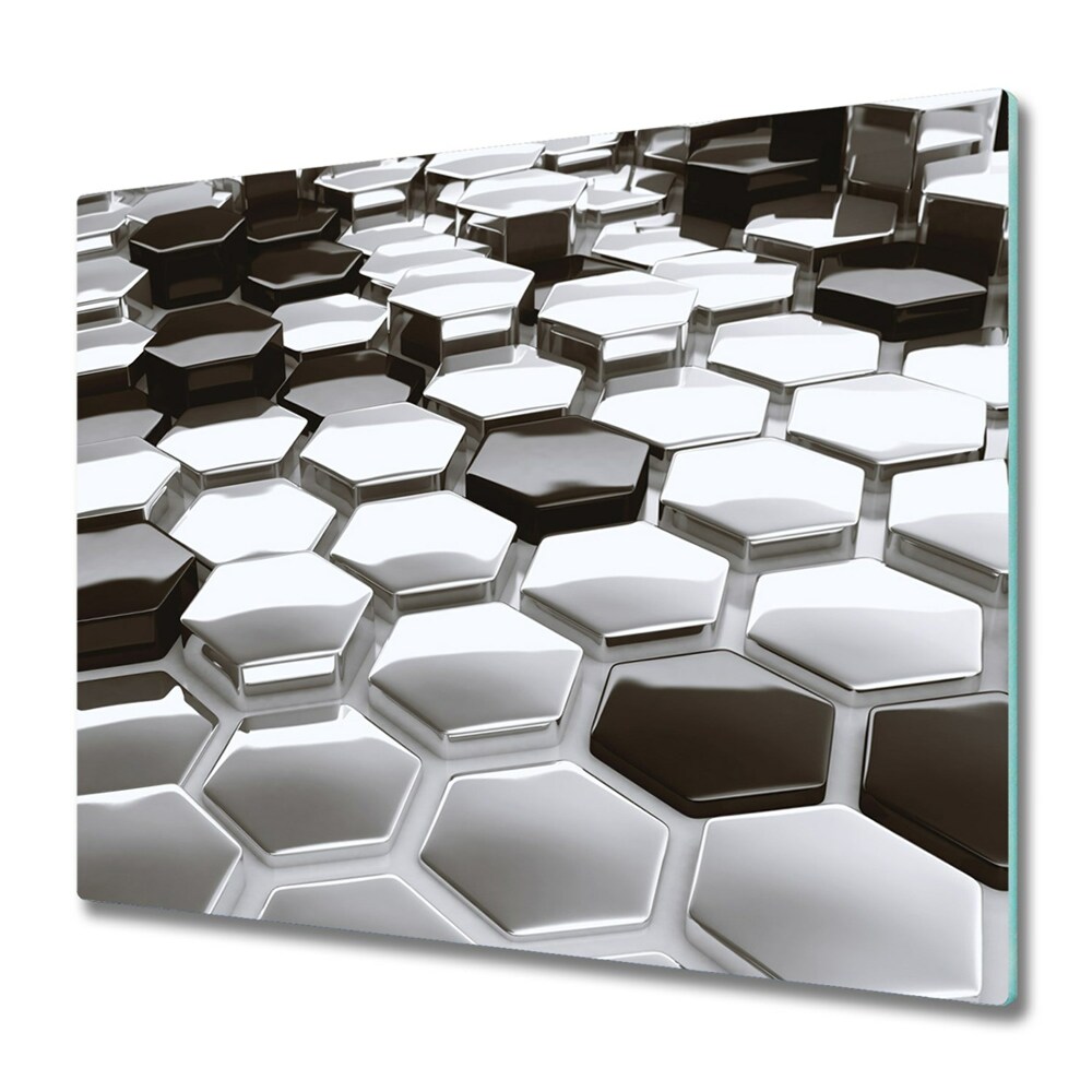 Sklenená doska na krájanie Hladké čierne a biele šesťuholníky