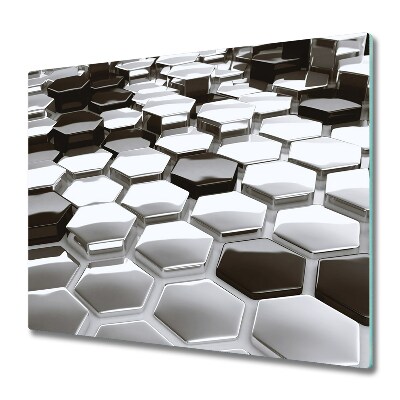 Sklenená doska na krájanie Hladké čierne a biele šesťuholníky