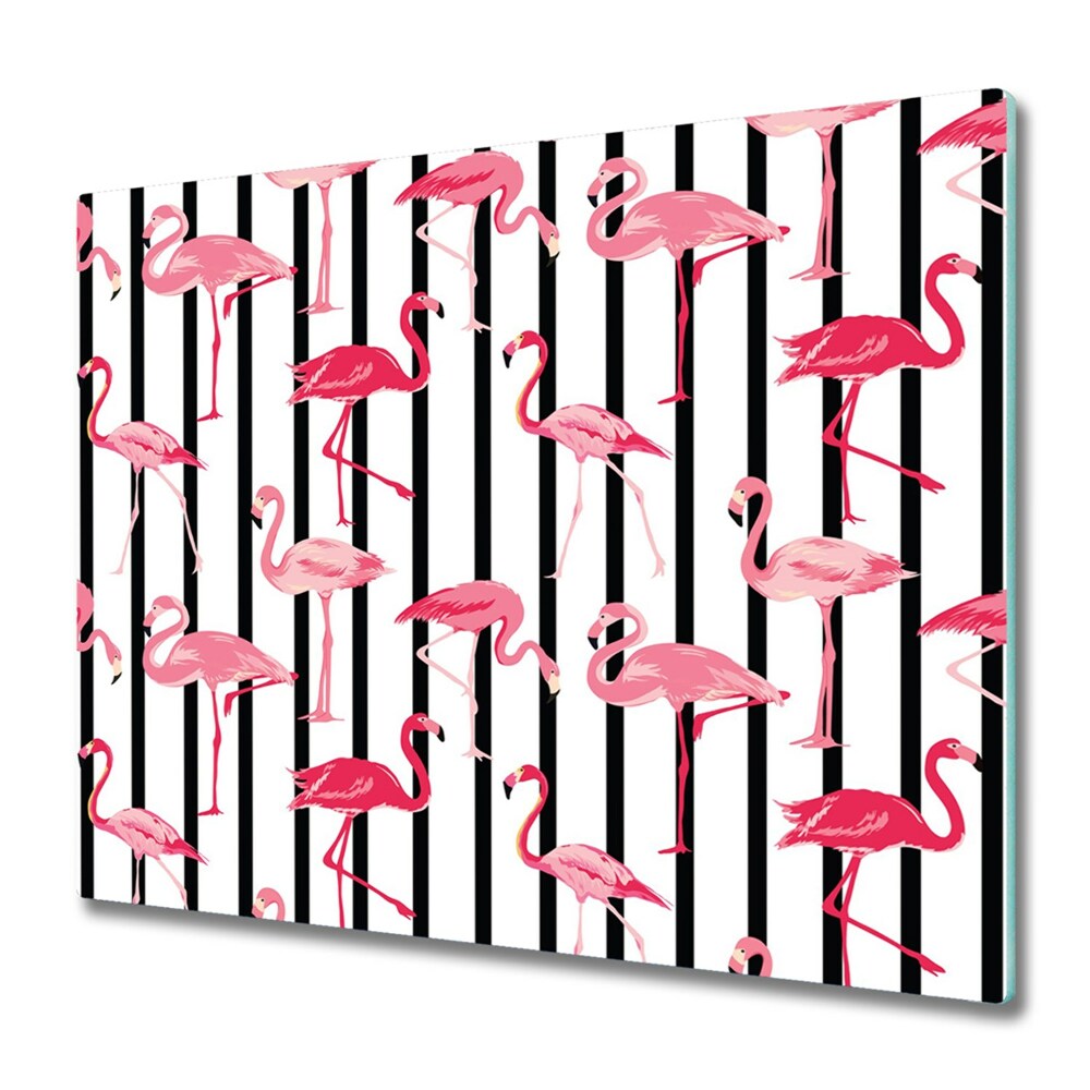 Sklenená doska na krájanie Plameniaci na pruhovanom pozadí