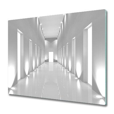 Sklenená doska na krájanie Futuristická biela osvetlená chodba