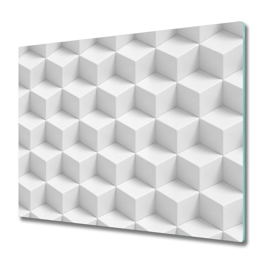 Sklenená doska na krájanie Abstraktné biele 3D kocky