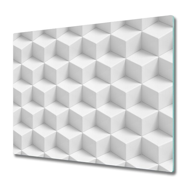 Sklenená doska na krájanie Abstraktné biele 3D kocky
