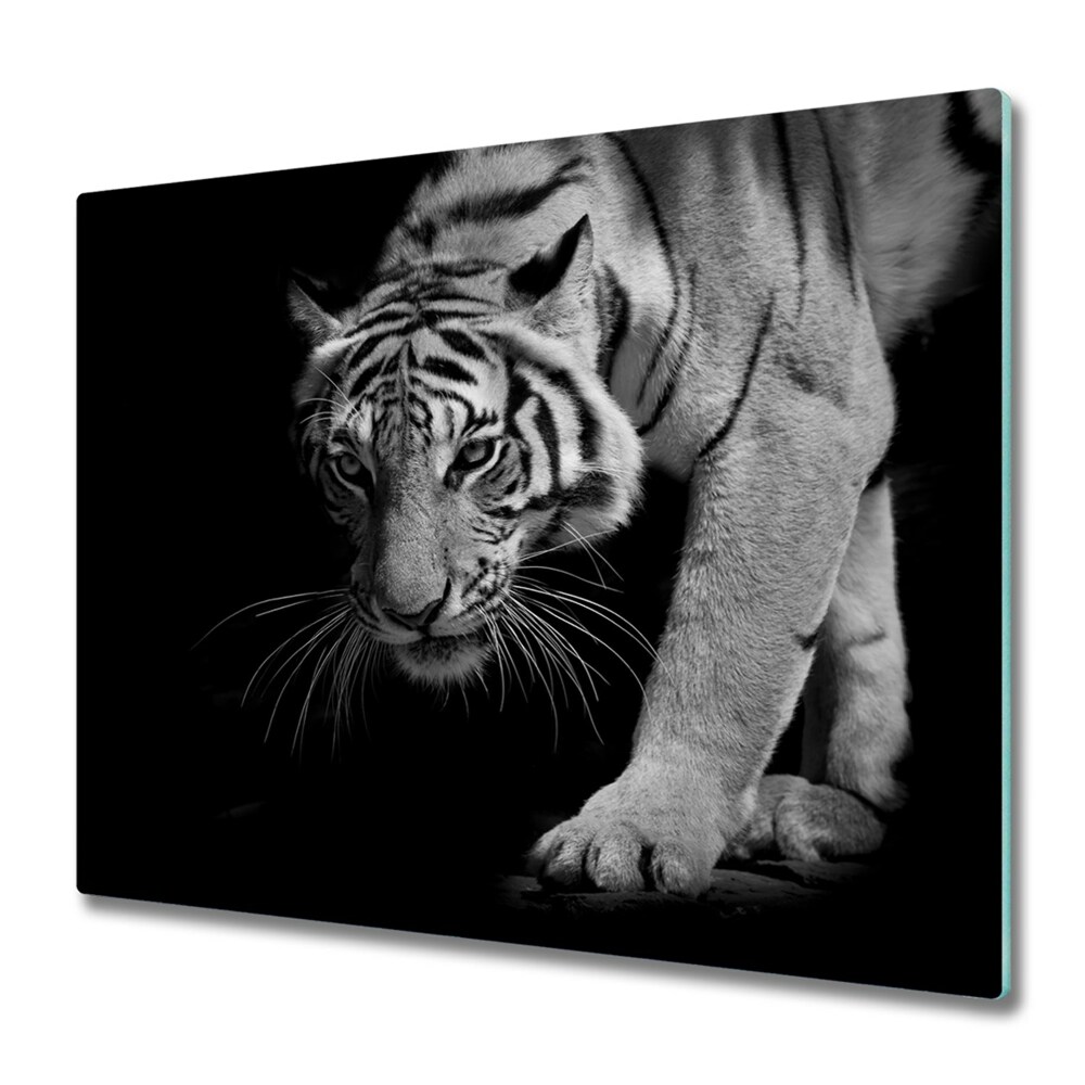 Sklenená doska na krájanie Čiernobiely tiger na love,