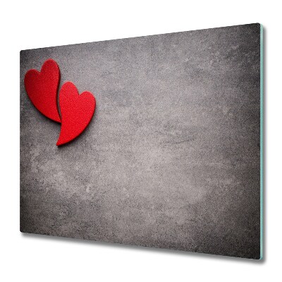 Sklenená doska na krájanie Dve červené srdcia