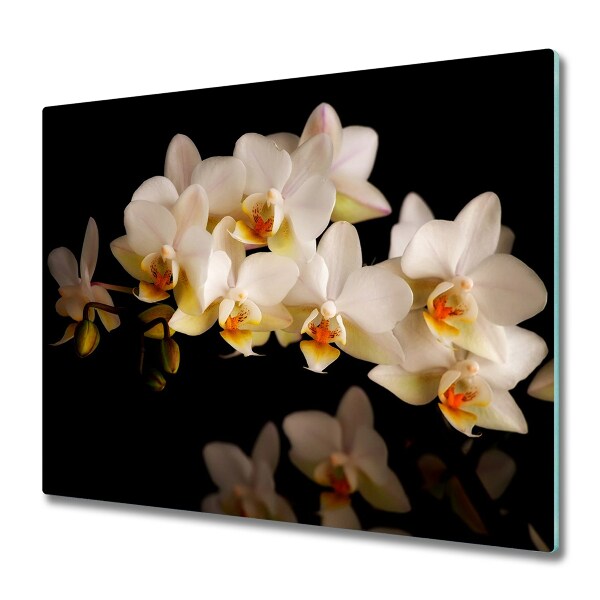 Sklenená doska na krájanie Orchidea na čiernom pozadí