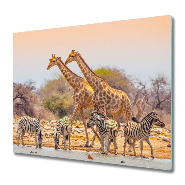 Doska na krájanie Zebry a žirafy na savane