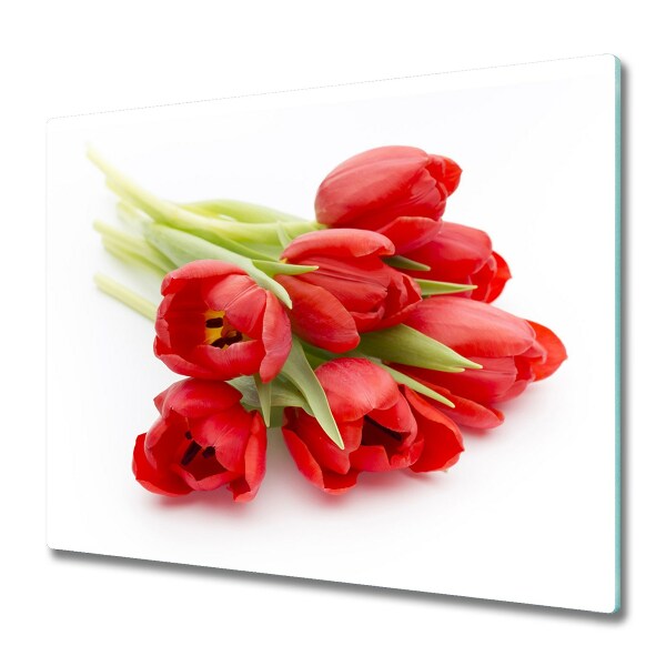 Doska na krájanie Červené tulipány na bielom pozadí
