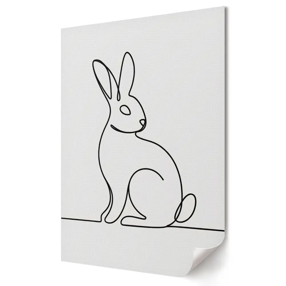 Retro plagát s minimalistickým obrysom králika v čiarach