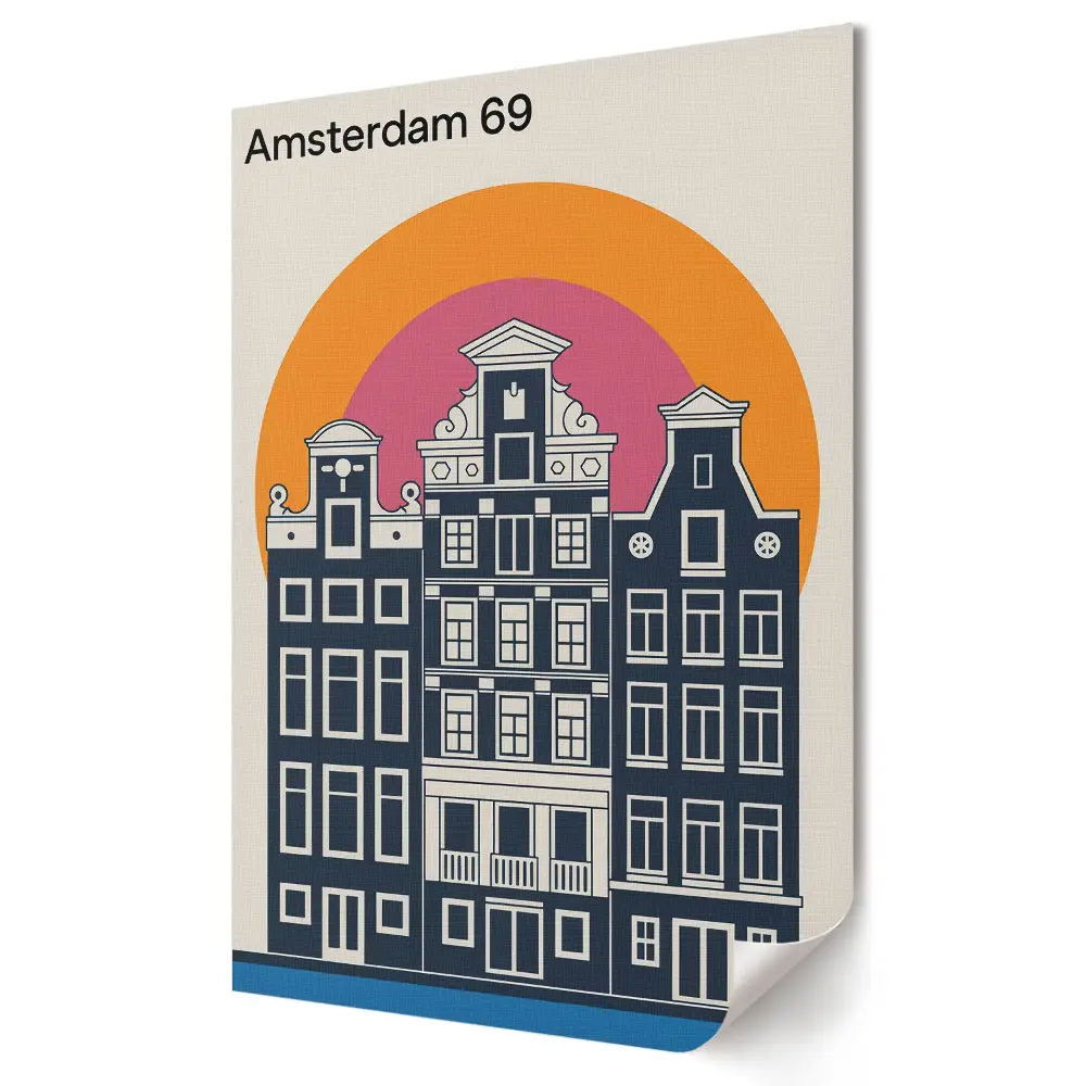 Plagát do obývačky Retro činžovné domy v Amsterdame