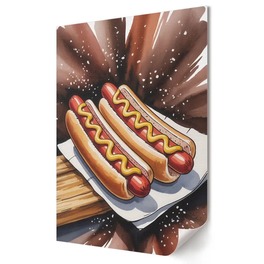 Plagát do obývačky Šťavnaté hotdogy s horčicou