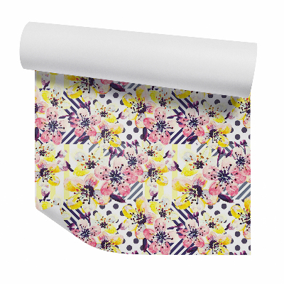 Tapeta na stenu Pastelové kvety na dekoratívnom vzore