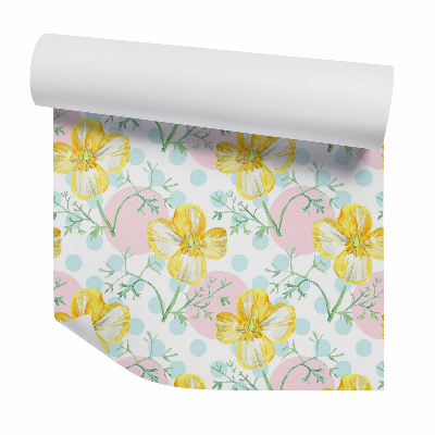 Tapeta Pastelové kvety a bodky