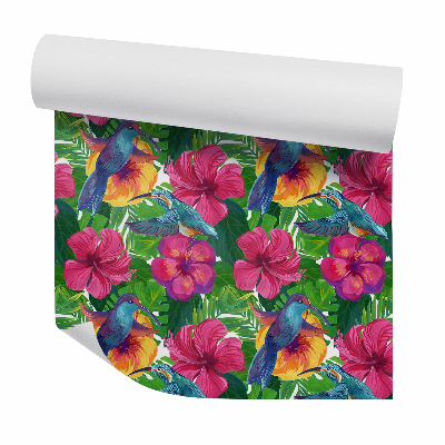 Tapeta na stenu Exotické krásne kvety a vtáky