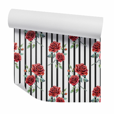 Tapeta na stenu Ruže na zvislých čiernych pruhoch