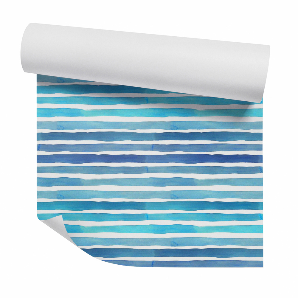 Tapeta Vodorovné modré pruhy akvarel