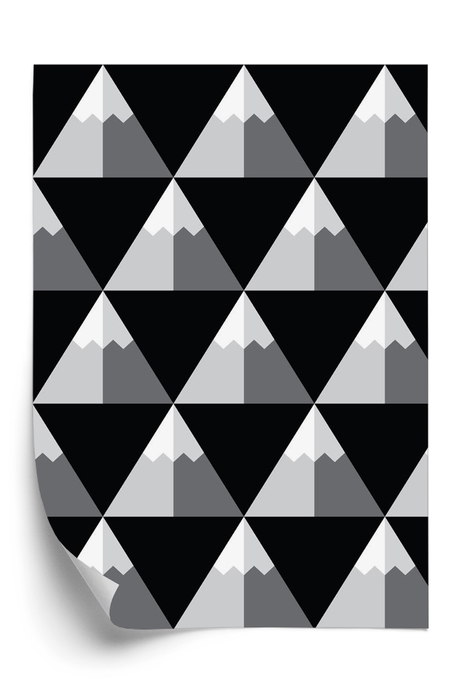 Tapeta na stenu Geometrický čiernobiely vzor hôr