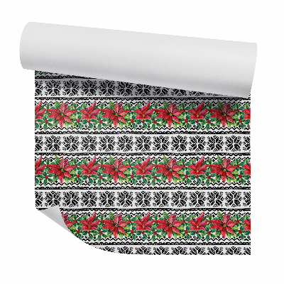 Tapeta na stenu Červené krásne kvety na ozdobnom vzore