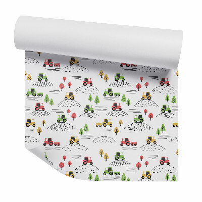 Tapeta Traktory pole v kopcoch