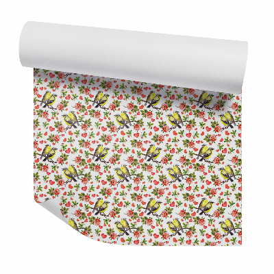 Tapeta na stenu Žlté vtáky v pároch medzi srdiečkami