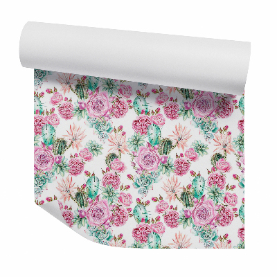 Tapeta na stenu Farebné kvitnúce kvety a kaktusy