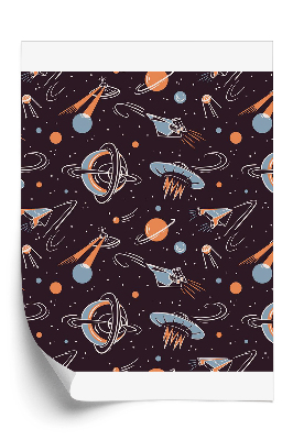 Tapeta na stenu Vesmír s raketami, planétami, hviezdami a satelitmi