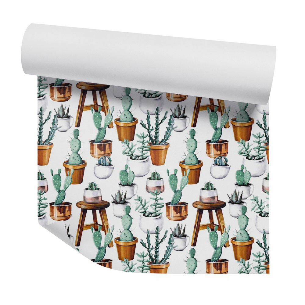 Tapeta Kaktusy v hnedých kvetináčoch