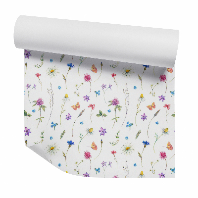 Tapeta na stenu Farebné kvety a motýle