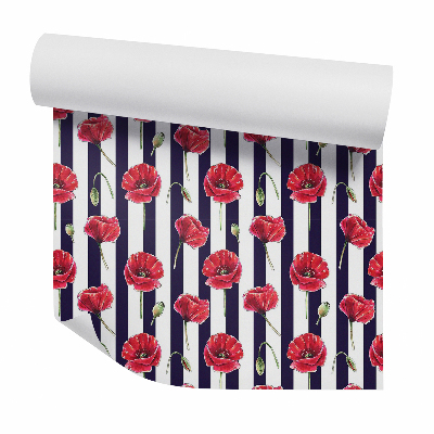 Tapeta na stenu Červené kvety na zvislých pruhoch